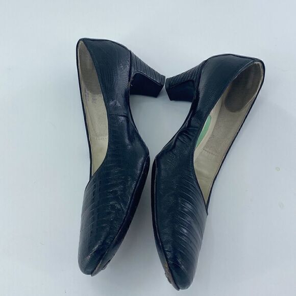 Juliano Women's Genuine Reptile Slip-On Styling Pump Heel Black Size 7.5 - Picture 3 of 8